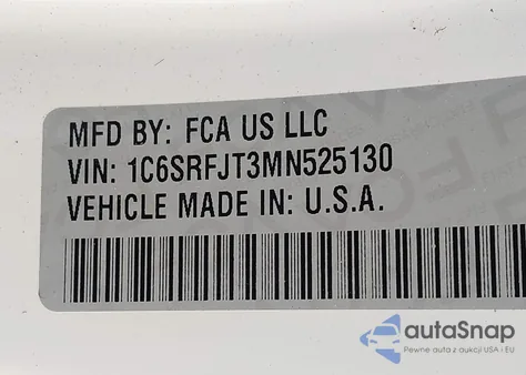 2021 Ram 1500 Laramie 4X4 5'7 Box from USA, damaged, VIN 1C6SRFJT3MN525130